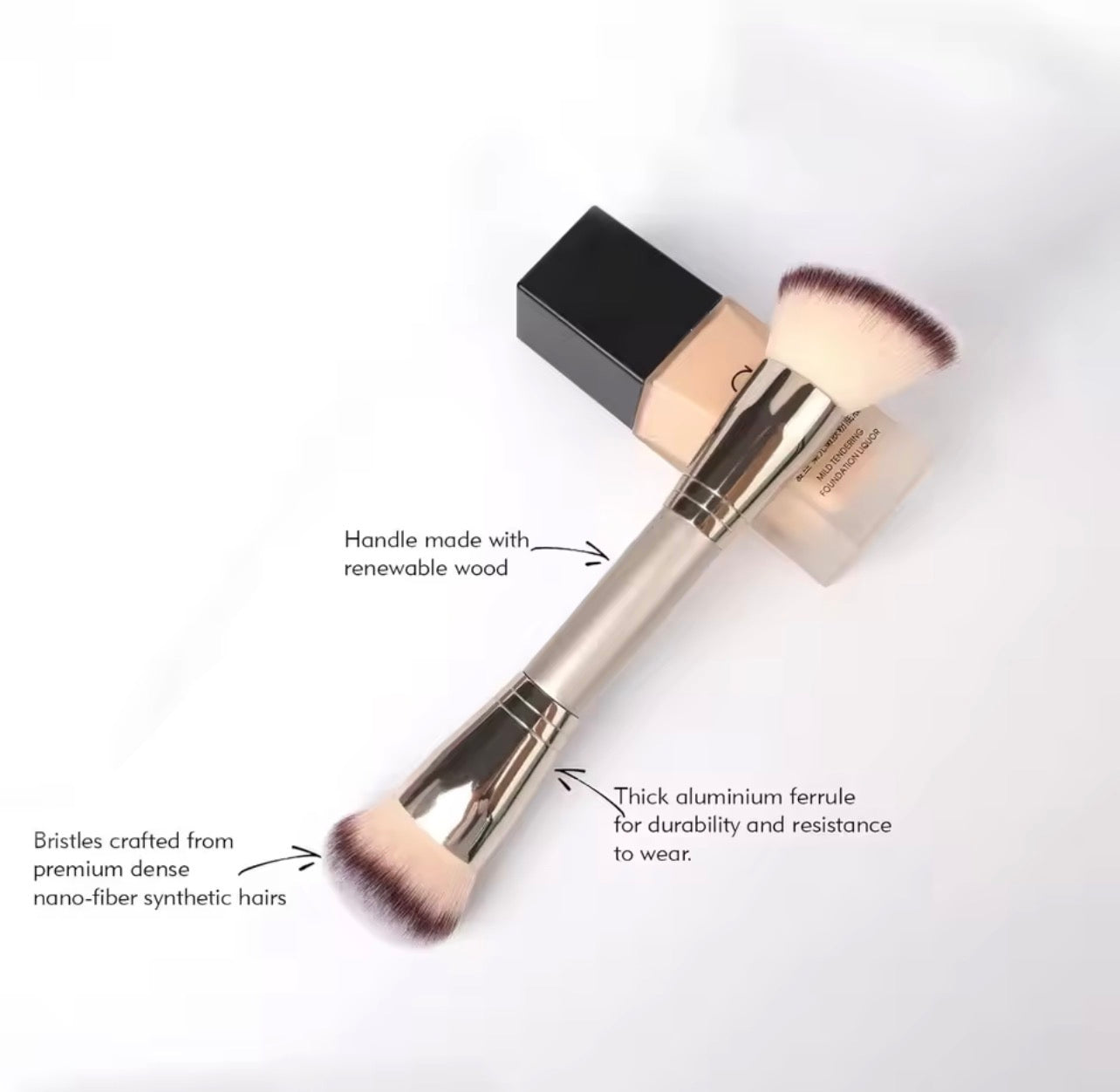 Professional Dual-Ended Makeup Brush – Foundation, Blush, Contour & Concealer