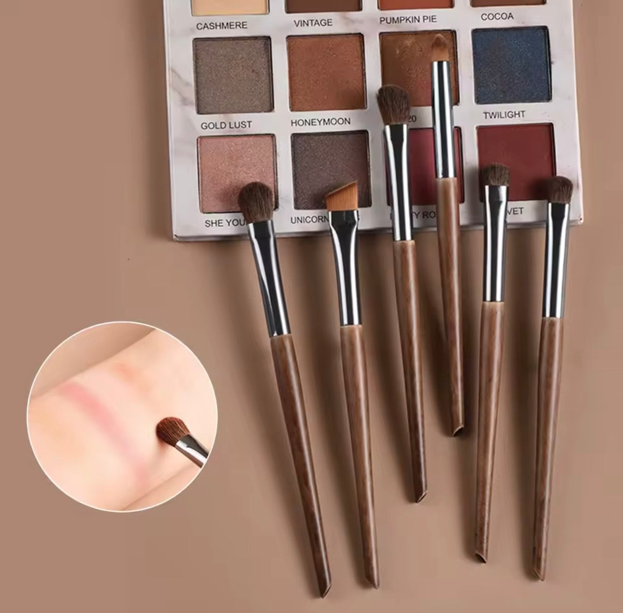 6pcs Soft Horse Hair Eye Makeup Brush Set – Eyeshadow, Blending, Brow & Lip Brushes
