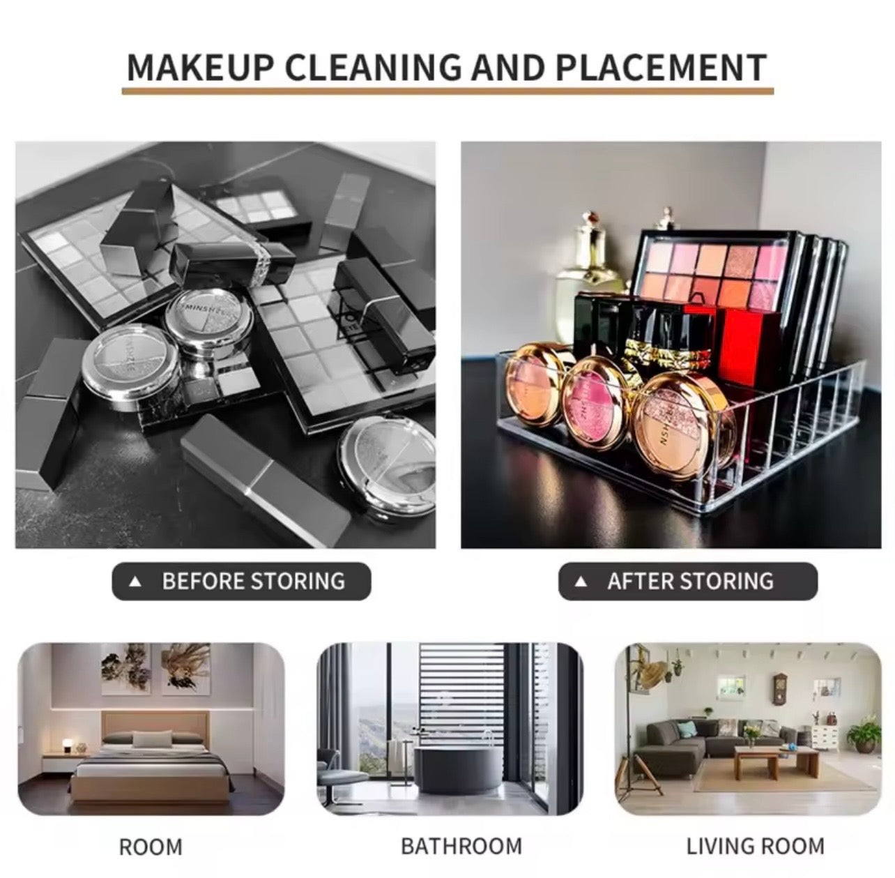 7-Grid Acrylic Makeup Organizer – Lipstick & Eyeshadow Storage