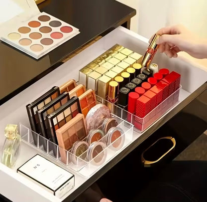 7-Grid Acrylic Makeup Organizer – Lipstick & Eyeshadow Storage