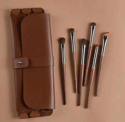 6pcs Soft Horse Hair Eye Makeup Brush Set – Eyeshadow, Blending, Brow & Lip Brushes