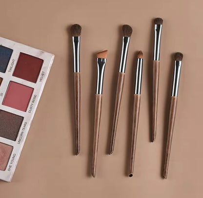6pcs Soft Horse Hair Eye Makeup Brush Set – Eyeshadow, Blending, Brow & Lip Brushes