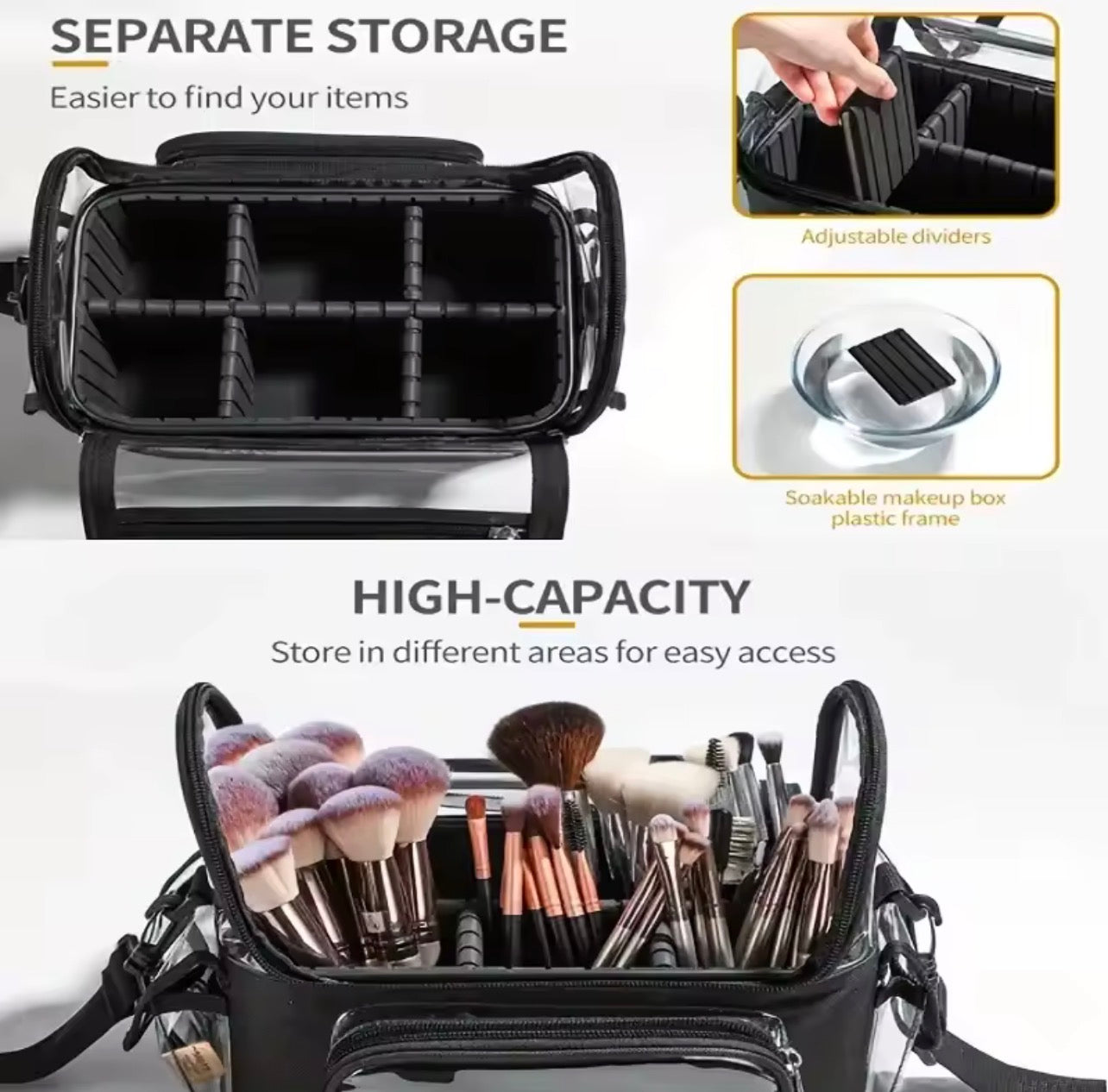 Makeup Brush Holder Backpack – Clear Waterproof Cosmetic Organizer